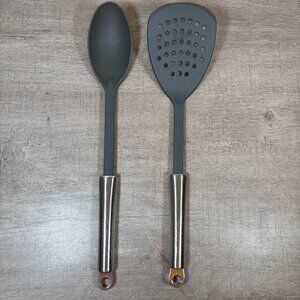 Oneida Silicone Spatula and Serving Spoon Set with Stainless Steel Handles
